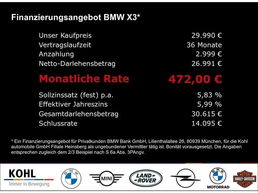 Gebraucht BMW X3 Performance 190 PS (139 kW) 2021 Schwarz SUV