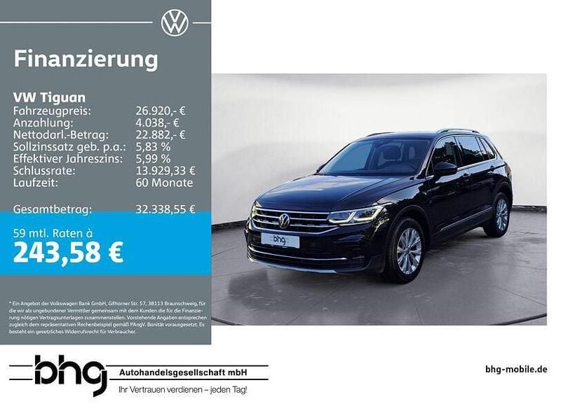 Schwarz Gebraucht 2023 VW Tiguan Elegance SUV | 26.920 € (Superpreis) - Bild 1/4