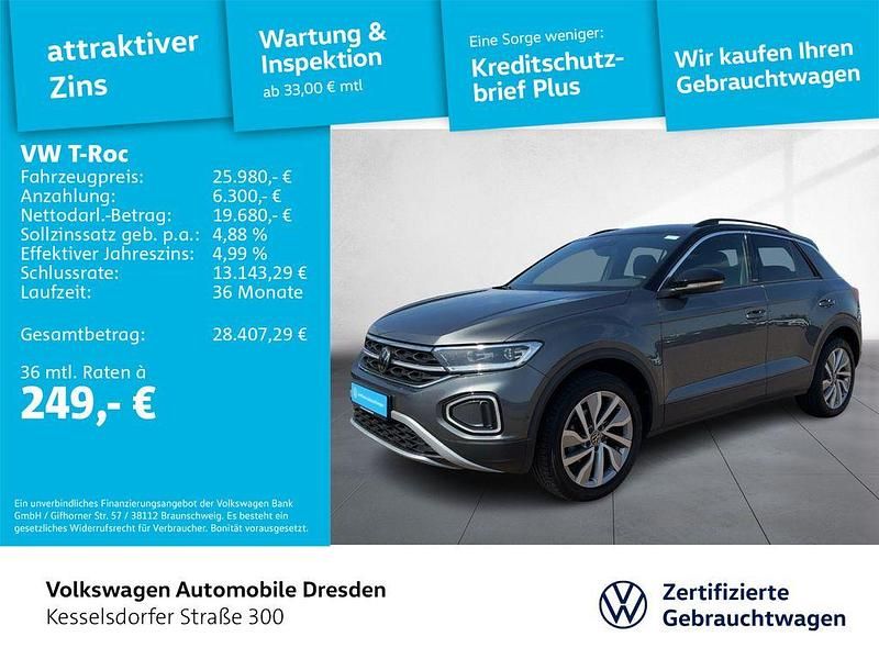 Indiumgrau metallic schwarz Gebraucht 2024 VW T-Roc Life SUV | 25.980 € (Guter Preis) - Bild 1/4