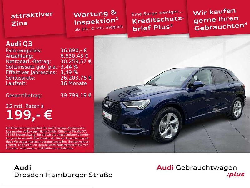 Navarrablau metallic Gebraucht 2024 Audi Q3 Advanced Plus SUV | 42.450 € (Teuer) - Bild 1/3