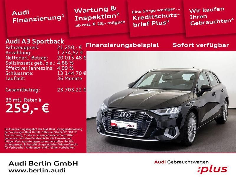 Brillantschwarz Gebraucht 2022 Audi A3 Sportback e-tron Ambiente Kleinwagen | 21.250 € (Superpreis) - Bild 1/3