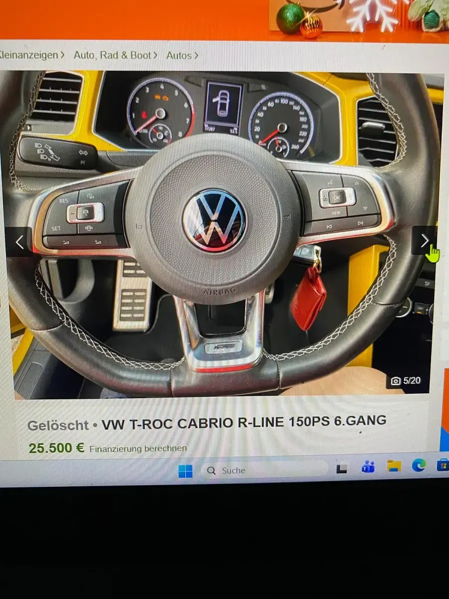 Gebraucht VW T-Roc Cabriolet R-line 150 PS (110 kW) 2021 Gelb Cabrio