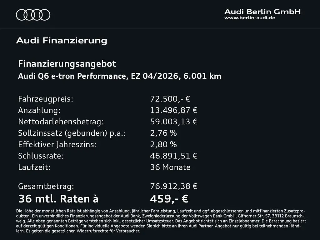 Gebraucht Audi Q6 e-tron Performance 225 kW (306 PS) 2026 Daytonagrau perleffekt SUV