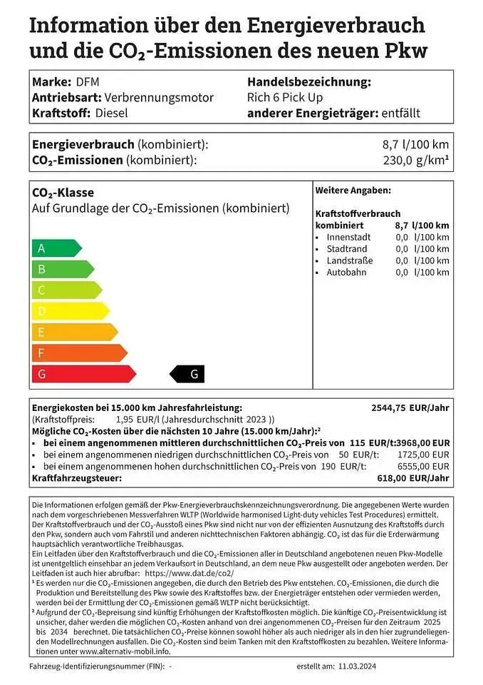 Neu DFSK Rich 6 163 PS (119 kW) 2025 Weiß Pickup