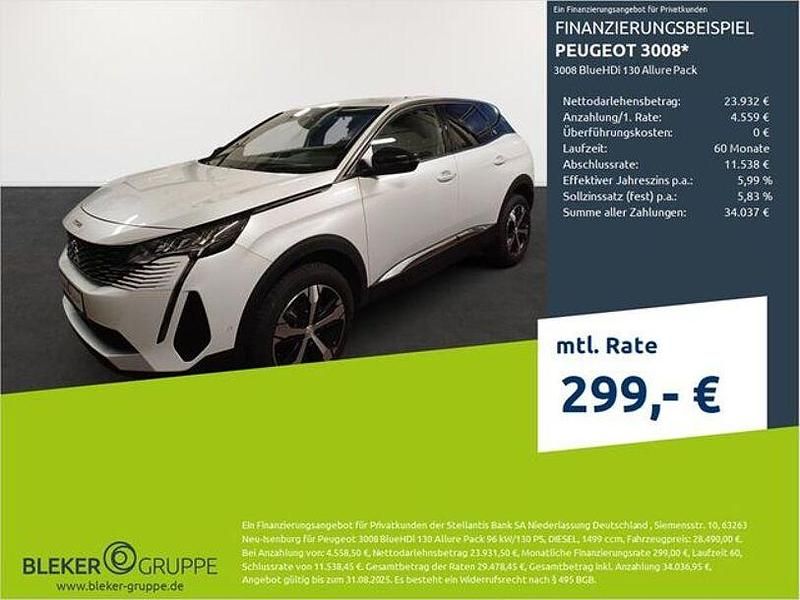 Met. perlmutt weiß Gebraucht 2023 Peugeot 3008 Allure SUV | 25.380 € (Guter Preis) - Bild 1/3