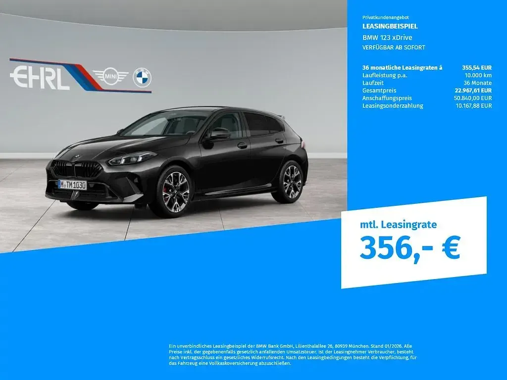 Uusi BMW 123 Performance 218 HP (160 kW) 2026 Musta Viistoperä