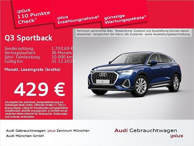 Blau Gebraucht 2025 Audi Q3 Sportback S-Line SUV | 43.541 € (Etwas zu teuer) - Bild 1/2