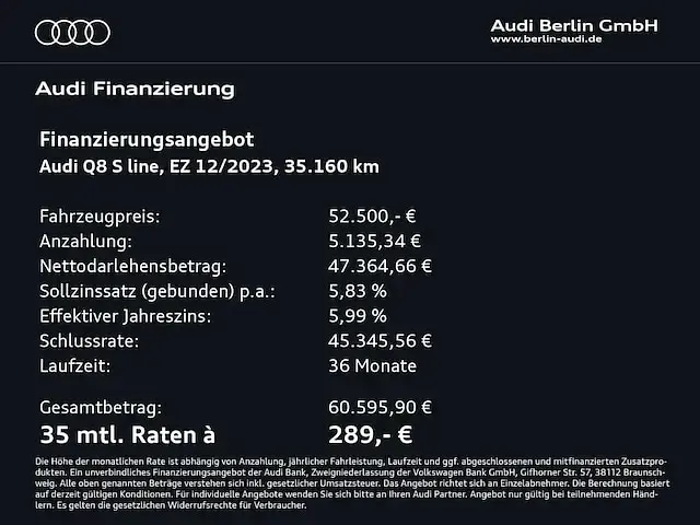 Gebraucht Audi Q8 Sportback e-tron S-Line 300 kW (408 PS) 2024 Mythosschwarz metallic SUV