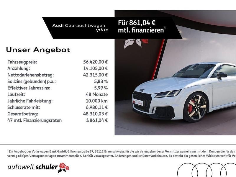 Gletscherweiß metallic Gebraucht 2020 Audi TT RS Design Coupé | 56.420 € (Fairer Preis) - Bild 1/4