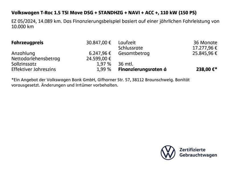 Grau Gebraucht 2024 VW T-Roc Move SUV | 30.847 € (Fairer Preis) - Bild 1/1
