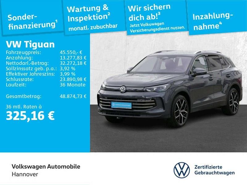 Delfingrau (metallic) Gebraucht 2024 VW Tiguan Elegance SUV | 45.550 € (Fairer Preis) - Bild 1/3