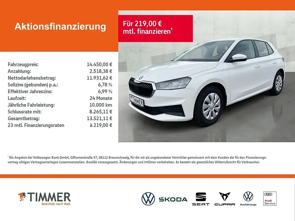 Gebraucht Skoda Fabia Active 65 PS (47 kW) 2023 Weiß Kleinwagen
