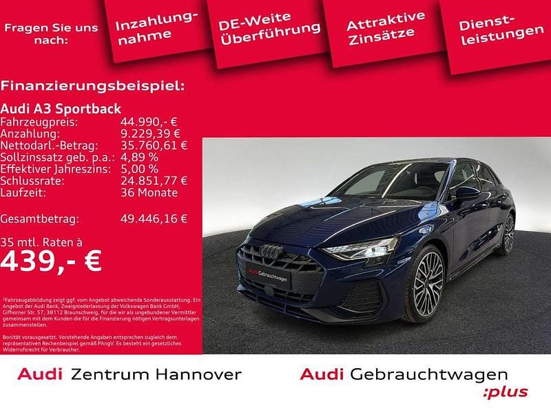 Navarrablau metallic Gebraucht 2025 Audi A3 S-Line Limousine | 44.990 € - Bild 1/4