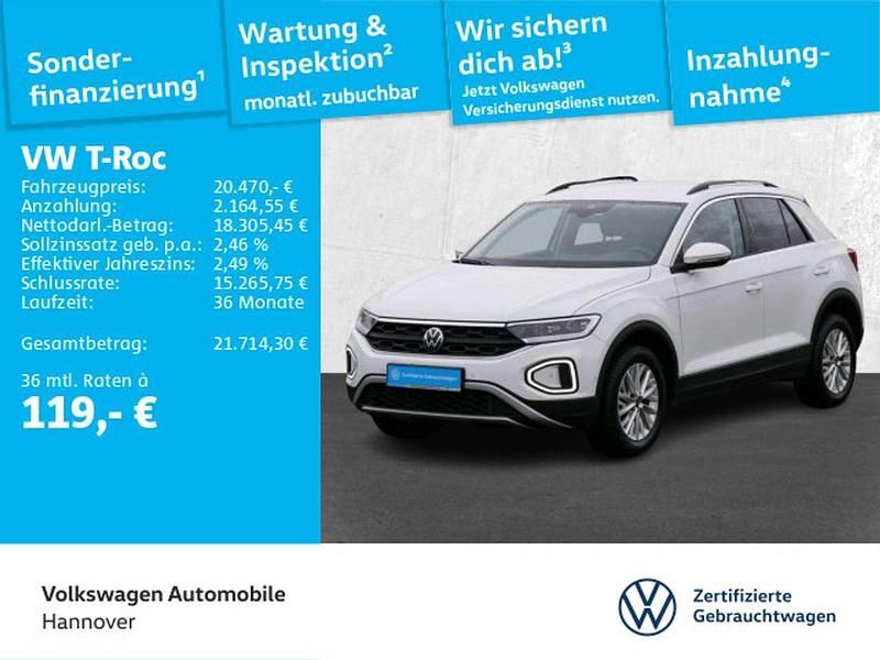 Pure white Gebraucht 2024 VW T-Roc Life SUV | 20.470 € (Superpreis) - Bild 1/3