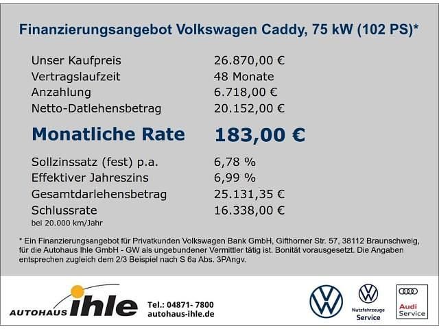Gebraucht VW Caddy Basis 102 PS (75 kW) 2025 Weiss Van / Kleinbus