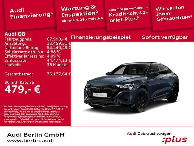 Plasmablau metallic Gebraucht 2024 Audi Q8 Sportback e-tron S-Line SUV | 67.900 € - Bild 1/3
