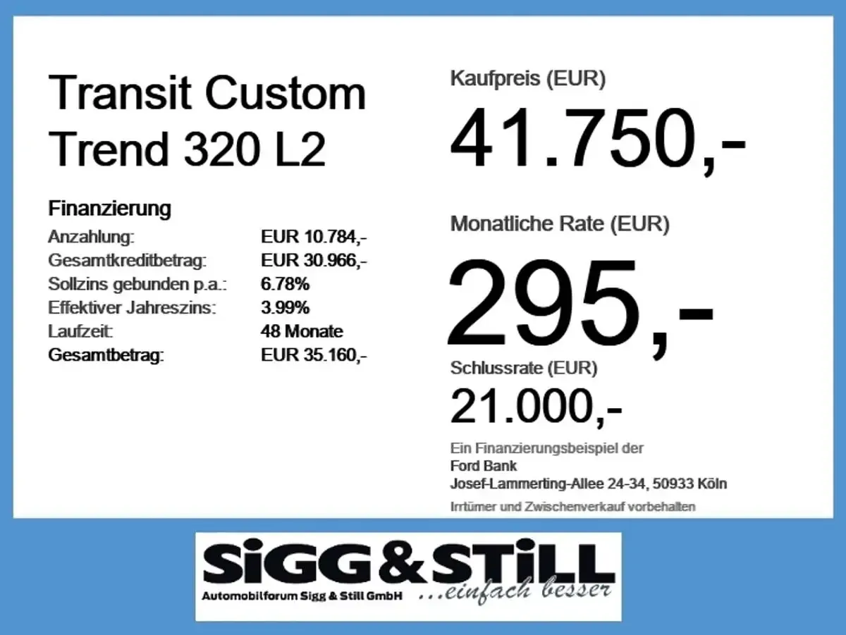 Neu Ford Transit Custom Trend 136 PS (100 kW) 2026 Blazer blue Van / Kleinbus