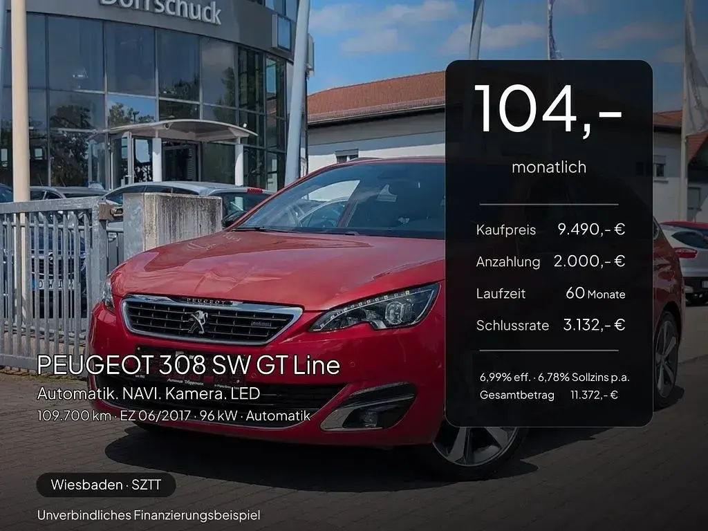 Gebraucht Peugeot 308 SW GT-line 131 PS (96 kW) 2017 Rot Kombi