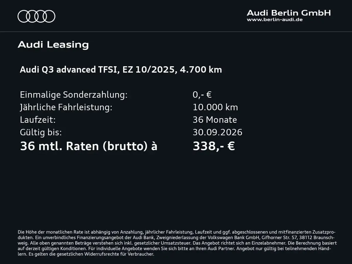 Gebraucht Audi Q3 Comfort 150 PS (110 kW) 2025 Navarrablau metallic SUV