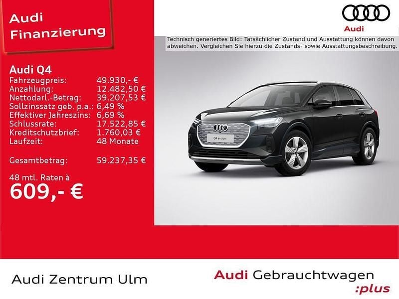 Mythosschwarz metallic Gebraucht 2025 Audi Q4 e-tron Performance SUV | 49.930 € (Guter Preis) - Bild 1/4