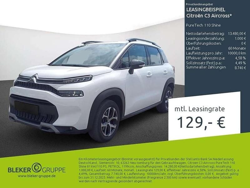 Gebraucht Citroën C3 Aircross PureTech 110 PS (80 kW) 2023 Lack weiss banquise/typ aussenverkleidung spiegel flach standard SUV