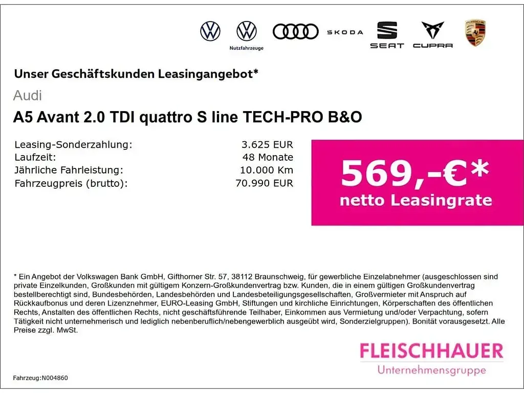 Neu Audi A5 Performance 204 PS (150 kW) 2026 Schwarz Kombi