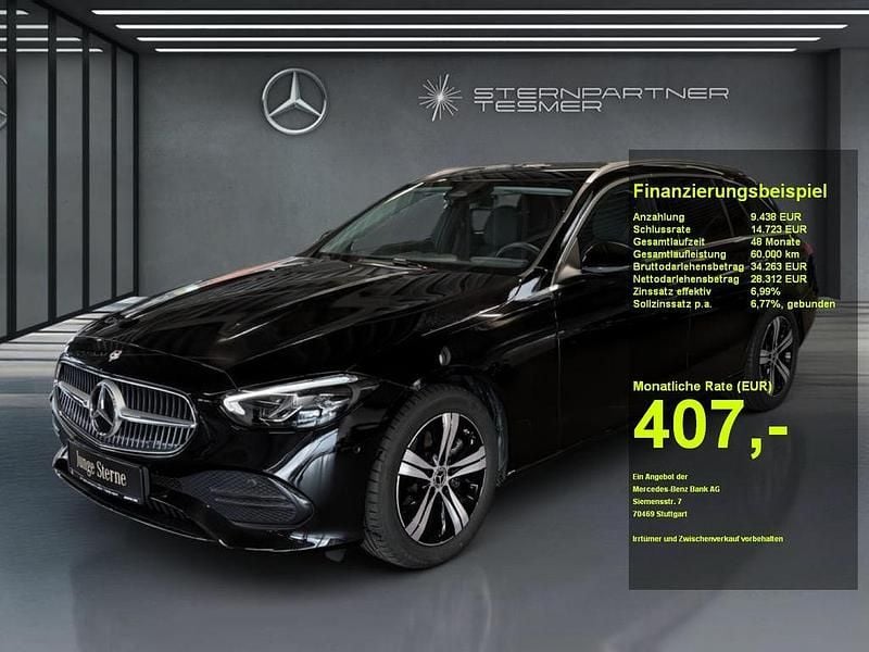 Metalliclack obsidianschwarz Gebraucht 2024 Mercedes C220 Avantgarde Kombi | 37.350 € (Fairer Preis) - Bild 1/3