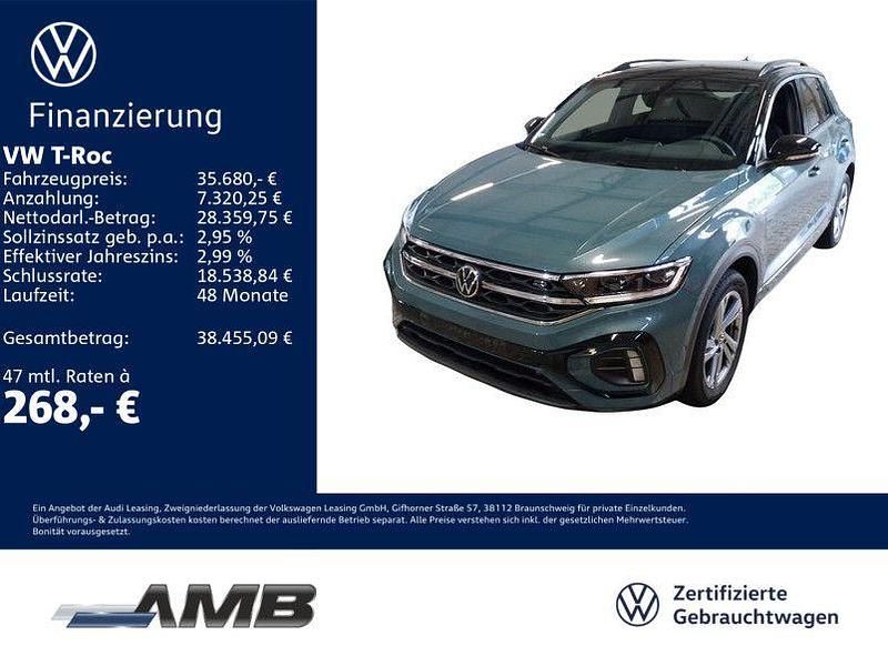 Petroleum blue metallic/schwar Gebraucht 2025 VW T-Roc R-line SUV | 34.980 € (Etwas zu teuer) - Bild 1/3
