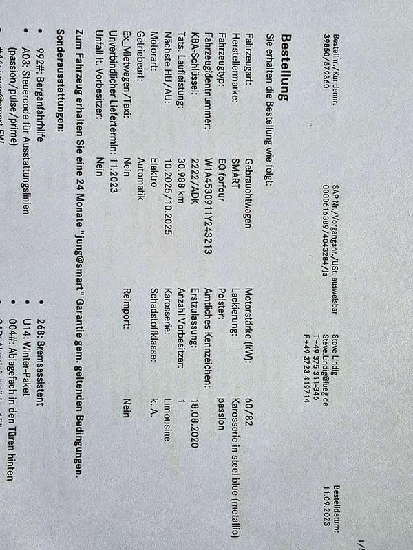 Gebraucht Smart ForFour Electric Drive Passion 60 kW (82 PS) 2020 Limousine