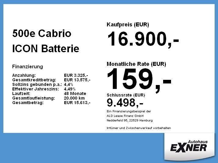 Grau Gebraucht 2021 Fiat 500e Icon Cabrio | 16.900 € (Superpreis) - Bild 1/1