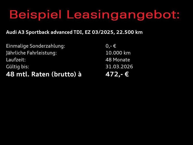 Gebraucht Audi A3 Advanced Plus 150 PS (110 kW) 2025 Mythosschwarz metallic Limousine