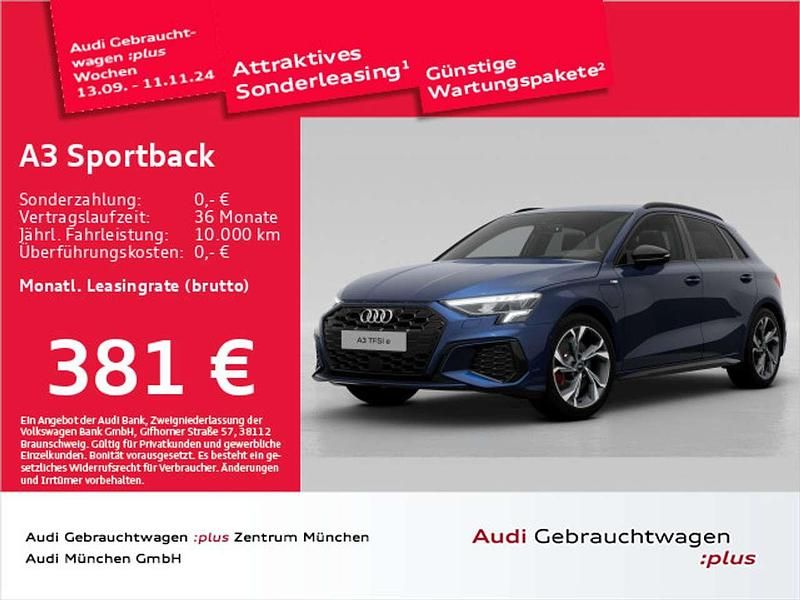Navarrablau metallic Gebraucht 2023 Audi A3 e-tron S-Line Kleinwagen | 42.971 € - Bild 1/3