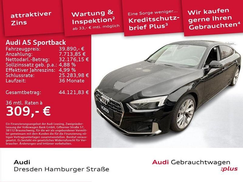 Brillantschwarz Gebraucht 2024 Audi A5 Sportback Advanced Plus Kleinwagen | 39.890 € (Fairer Preis) - Bild 1/3