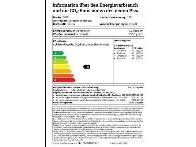 Gebraucht BMW 116 Advantage 109 PS (80 kW) 2024 Phytonicblau metallic Kleinwagen