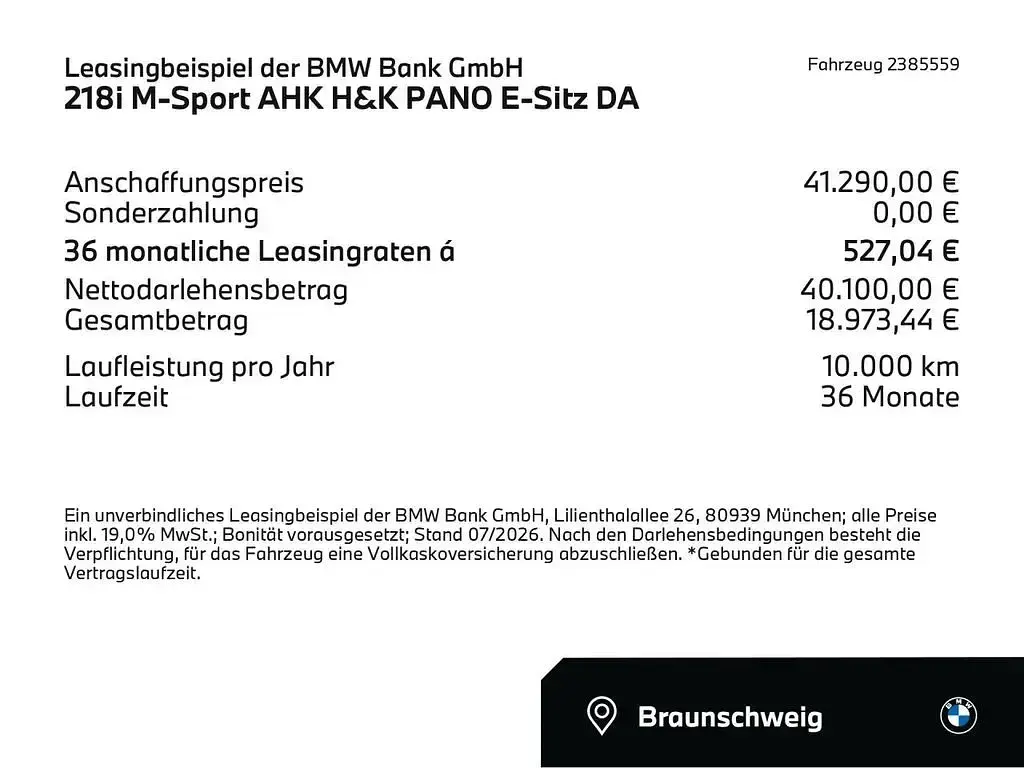 Neu BMW 218 Comfort Edition 136 PS (100 kW) 2025 Skyscraper grau (grau) Van / Kleinbus