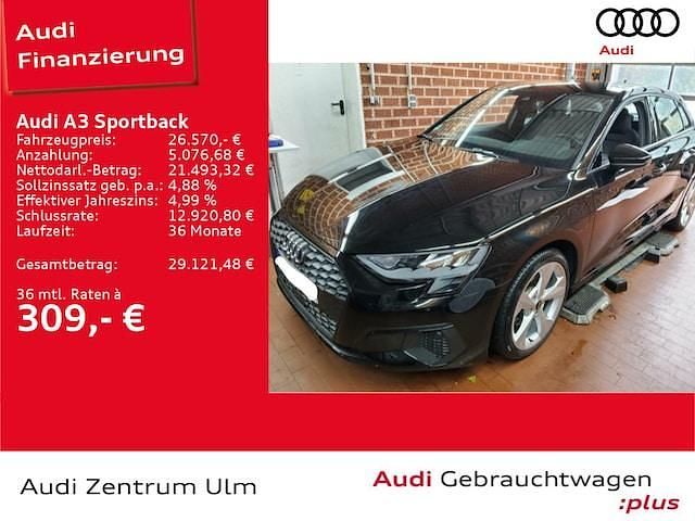 Mythosschwarz metallic Gebraucht 2023 Audi A3 Sportback e-tron Kleinwagen | 25.460 € (Etwas zu teuer) - Bild 1/4