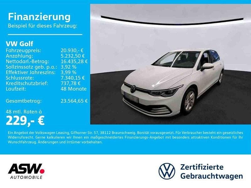 Pure white Gebraucht 2023 VW Golf Life Limousine | 20.930 € (Guter Preis) - Bild 1/4