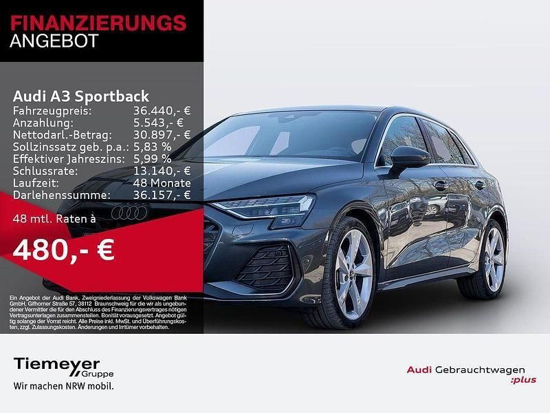 Grau Gebraucht 2024 Audi A3 Sportback S-Line Limousine | 39.440 € (Fairer Preis) - Bild 1/4
