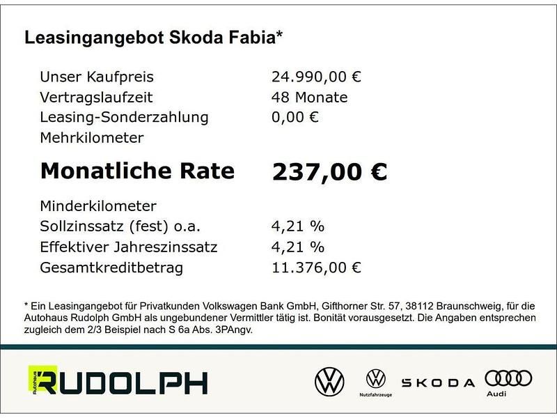 Neu Skoda Fabia Selection 116 PS (85 kW) 2026 Moonweiss metallic Kleinwagen