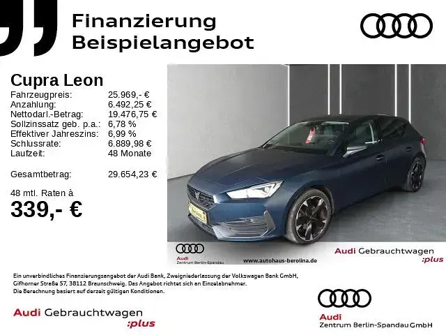 Second-hand Cupra Leon 150 CP (110 kW) 2024 Albastru Berlinǎ
