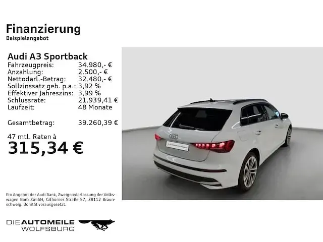 Gebraucht Audi A3 Sportback e-tron Comfort 204 PS (150 kW) 2026 Gletscherweiß metallic Kleinwagen