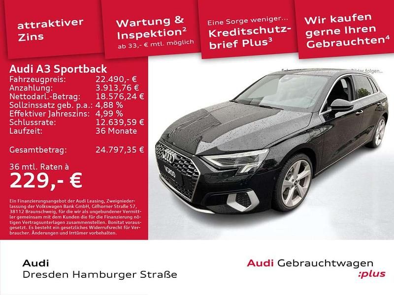 Brillantschwarz Gebraucht 2021 Audi A3 e-tron Advanced Kleinwagen | 22.490 € (Fairer Preis) - Bild 1/3