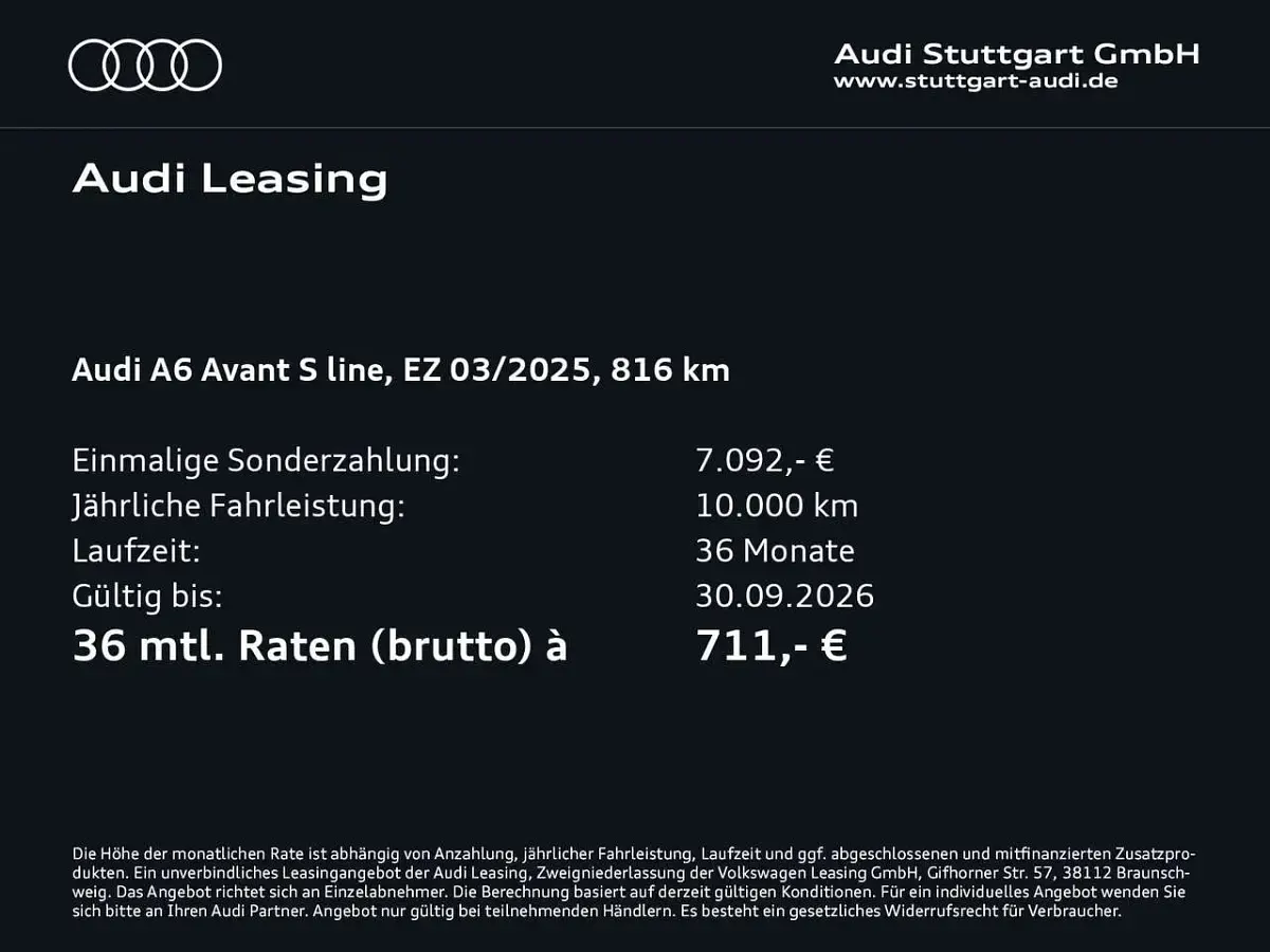 Neu Audi A6 Ambiente 367 PS (269 kW) 2025 Daytonagrau perleffekt Kombi