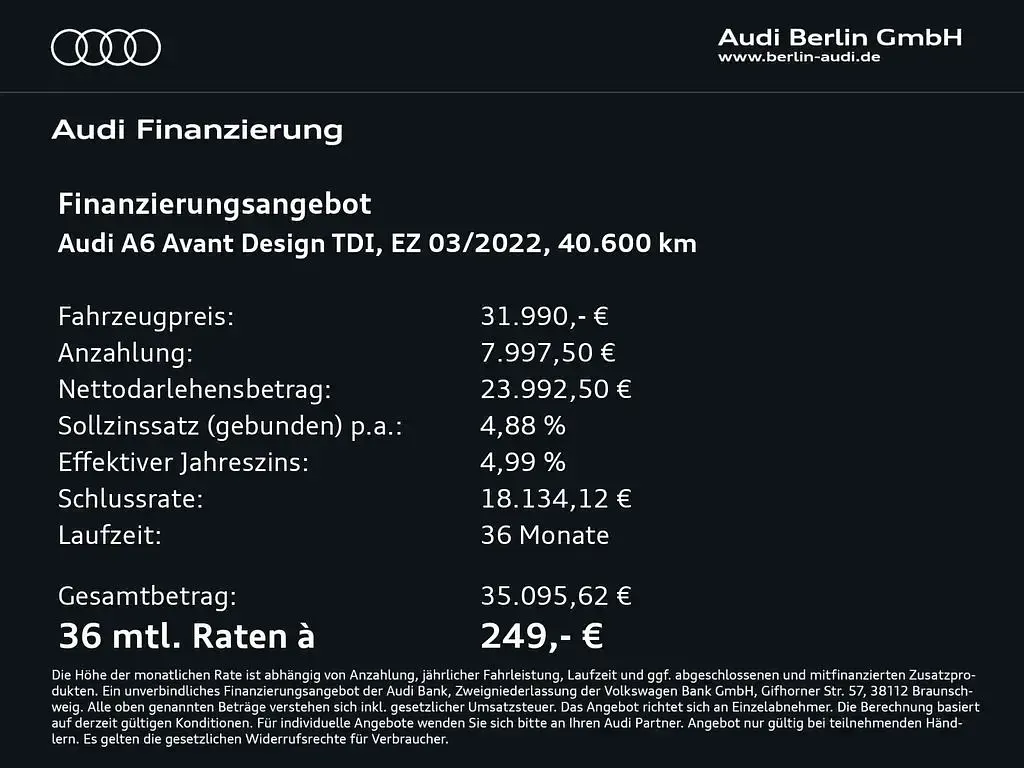 Usata Audi A6 Ambiente 204 CV (150 kW) 2022 Nero Station wagon