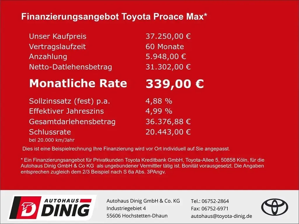 Nowe Toyota Proace 140 KM (102 kW) 2026 Biały Minivan