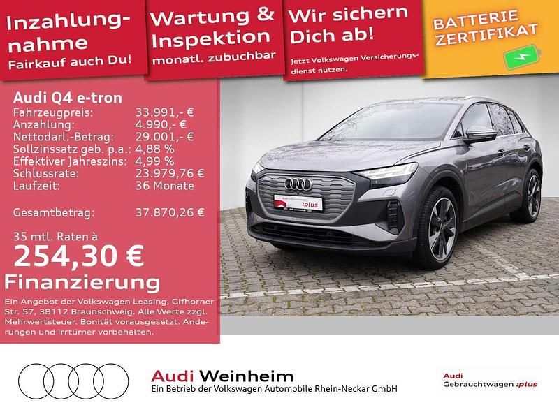 Taifungrau metallic Gebraucht 2022 Audi Q4 e-tron Advanced SUV | 33.991 € (Etwas zu teuer) - Bild 1/3