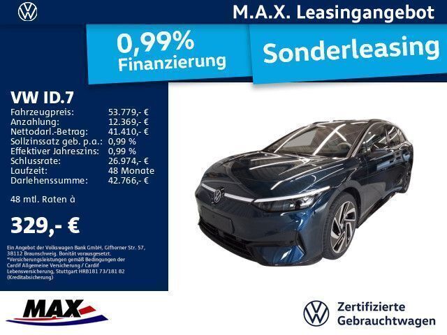 Aquamarinblau metallic schwarz Gebraucht 2024 VW ID.7 Pro Limousine | 53.779 € (Teuer) - Bild 1/3