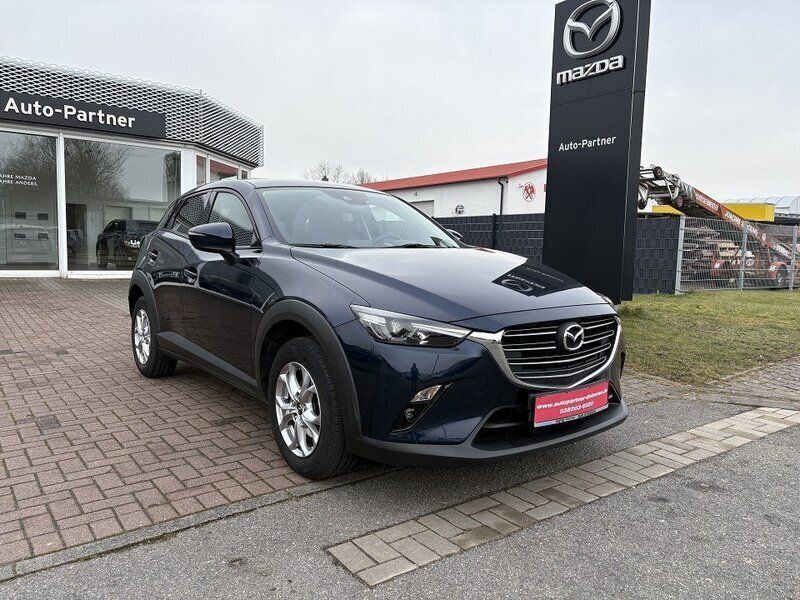 Mitternachtsblau metallic Gebraucht 2019 Mazda CX-3 Exclusive-Line SUV | 16.490 € (Fairer Preis) - Bild 1/4
