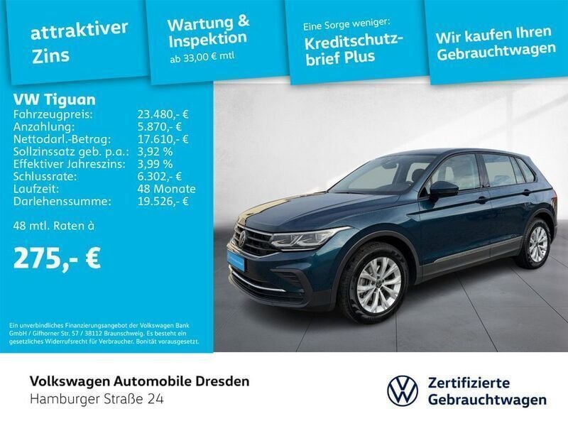 Nightshade blue metallic Gebraucht 2020 VW Tiguan SUV | 23.480 € (Superpreis) - Bild 1/3