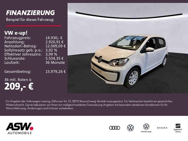 Pure white Gebraucht 2021 VW e-up! move up! Kleinwagen | 14.930 € (Fairer Preis) - Bild 1/4